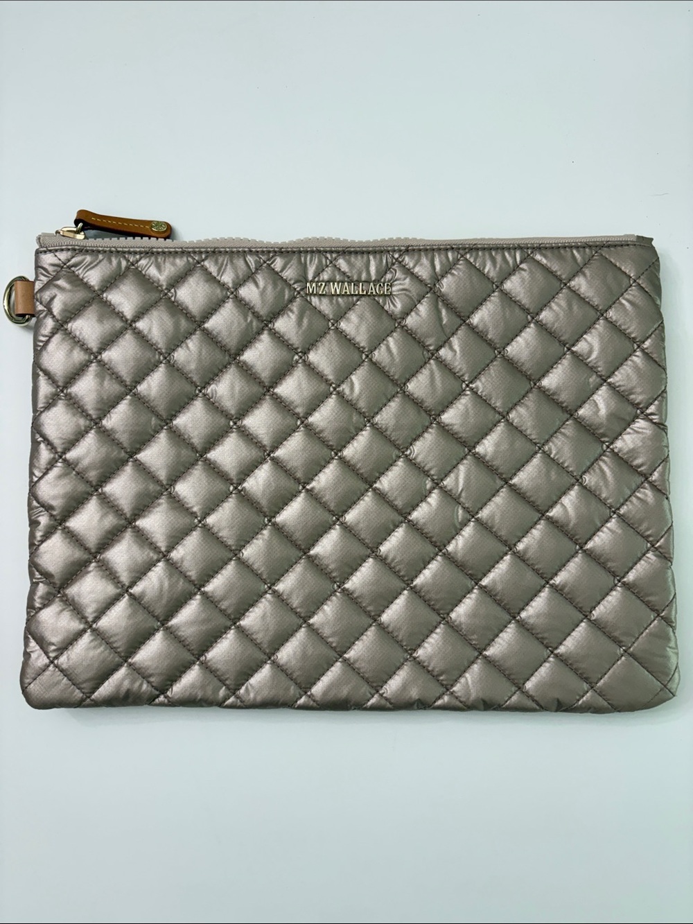 MZ WALLACE Quilted Metallic Portfolio Pouch - Silver